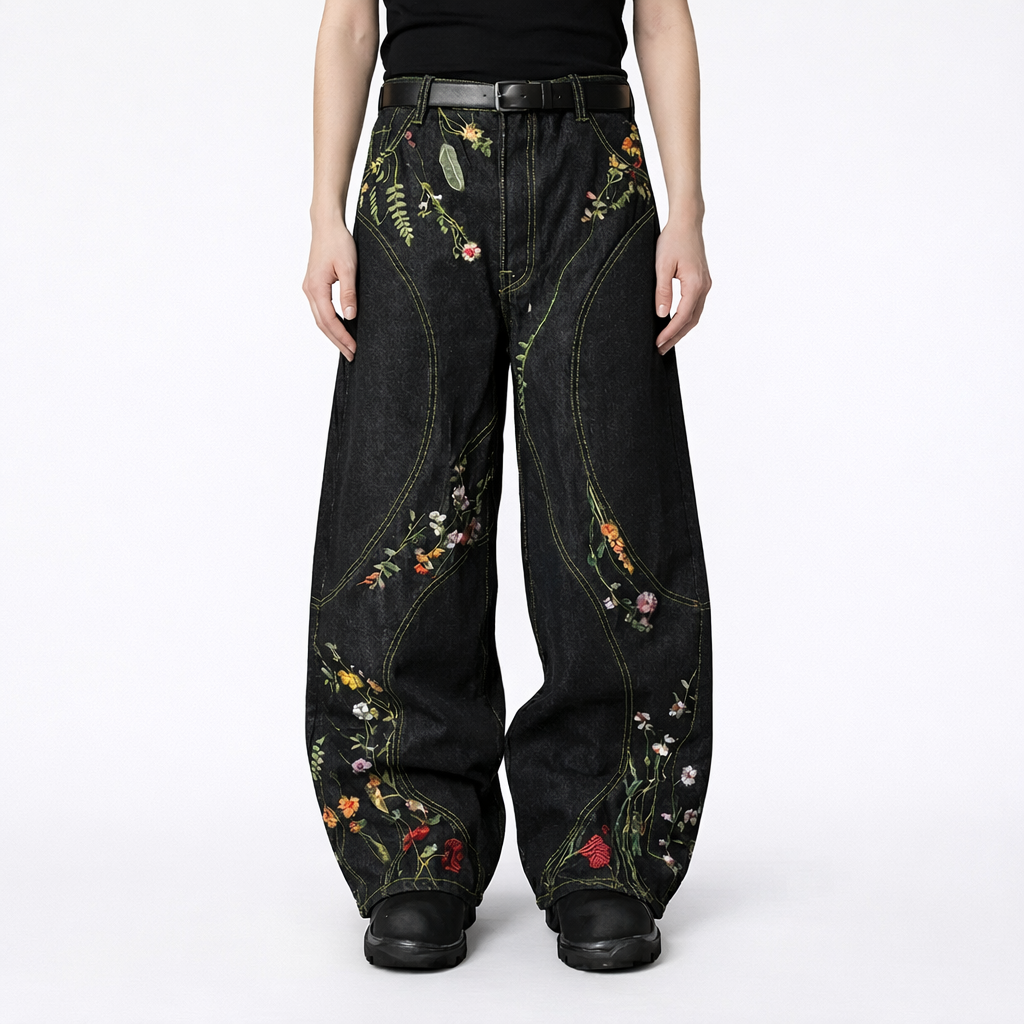 Midnight Bloom Baggy Jeans