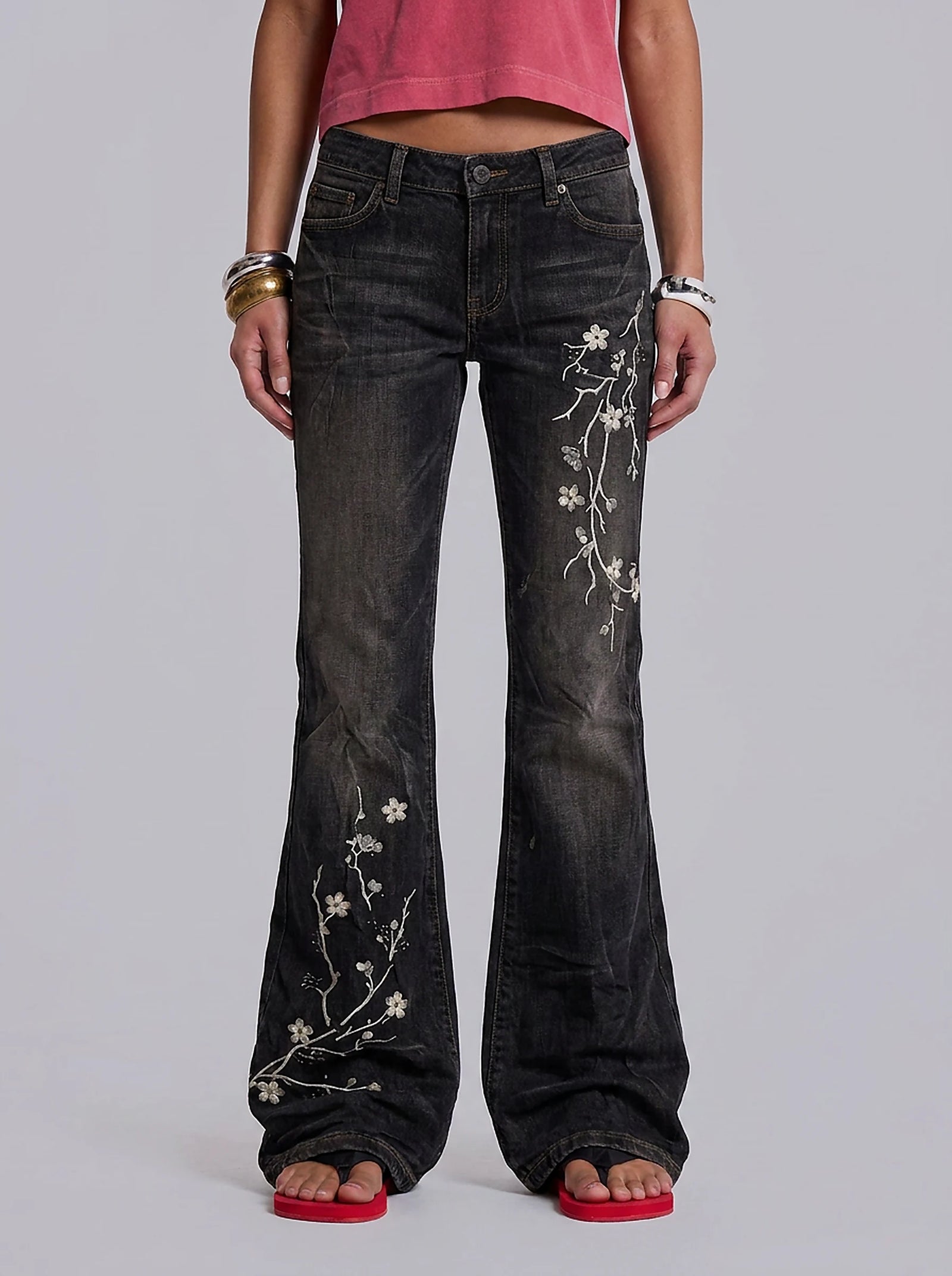 Midnight Blossom Flared Jeans