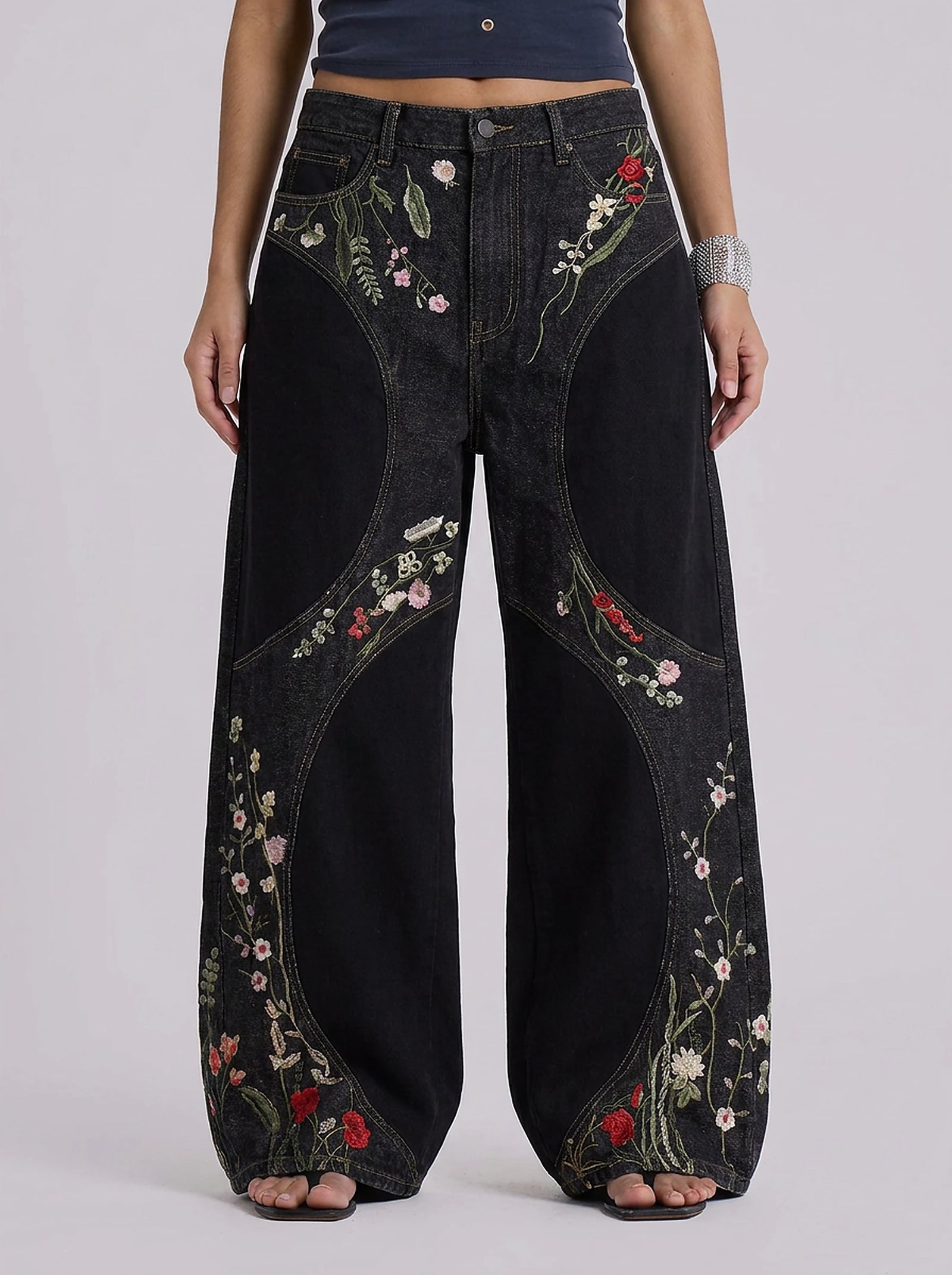 Midnight Bloom Baggy Jeans