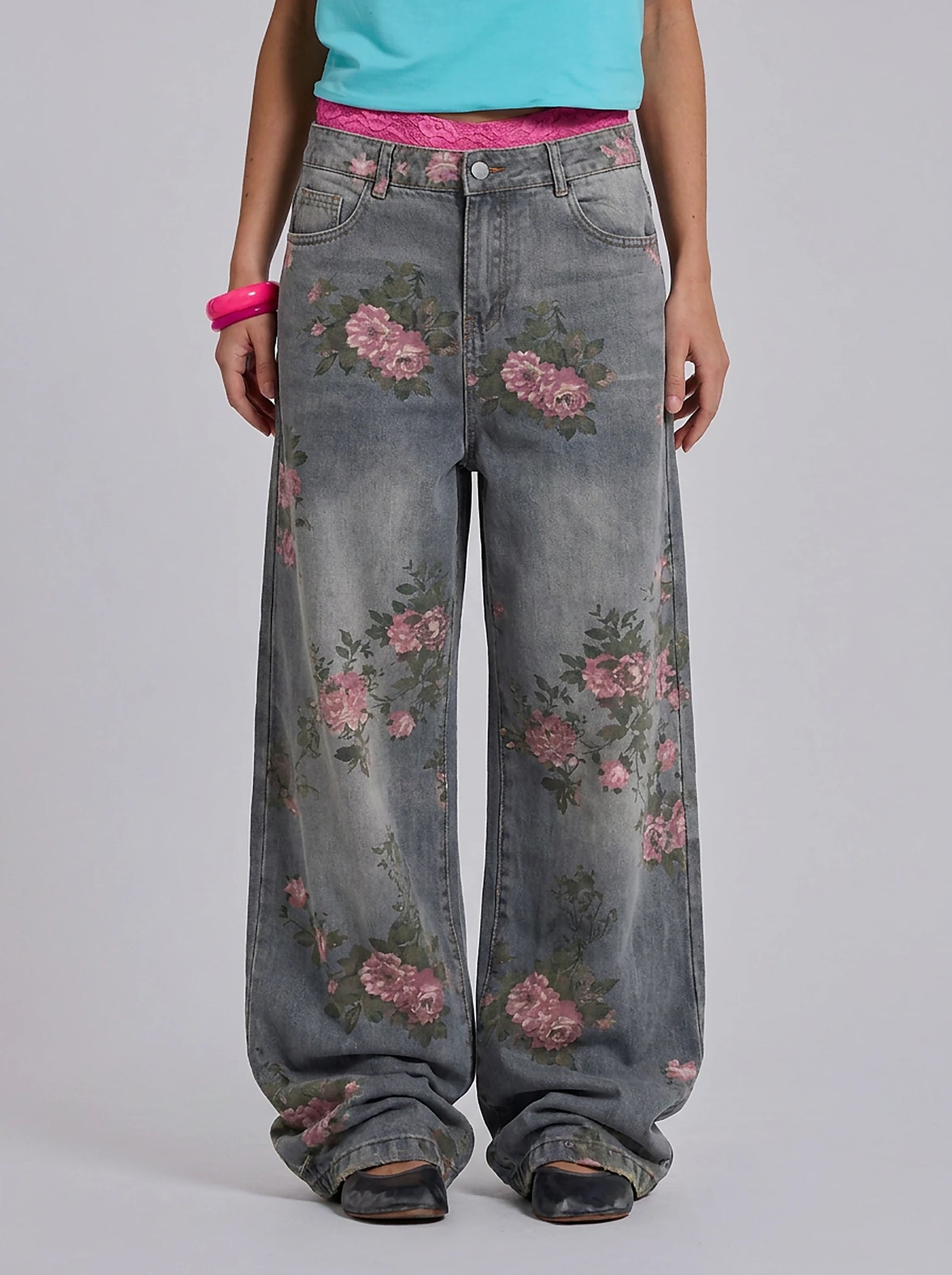 Sakura Bloom Baggy Jeans