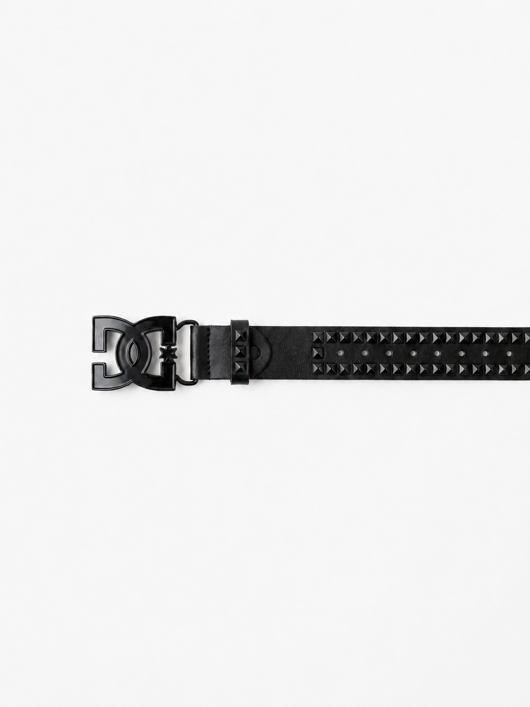 Midnight Studded Logo Buckle Belt in Black