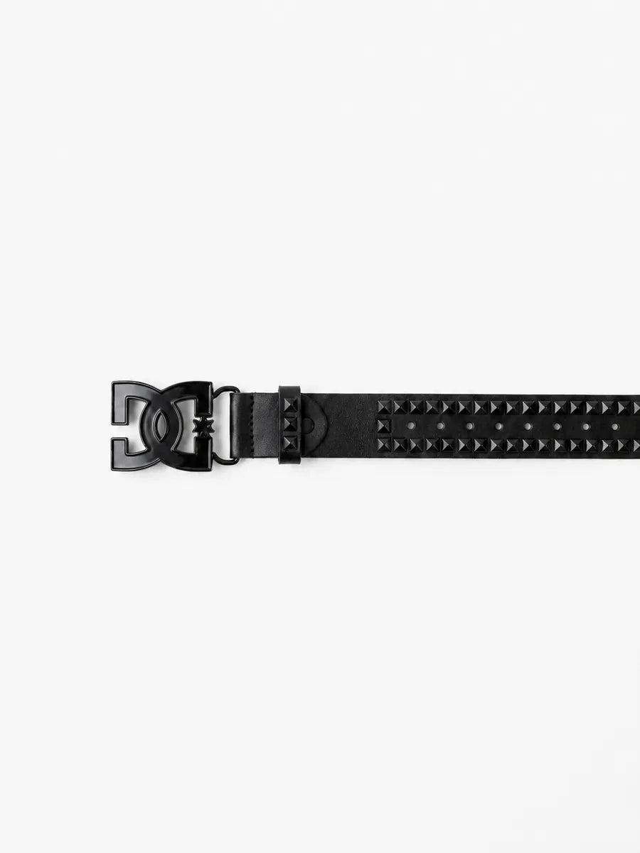 Midnight Studded Logo Buckle Belt in Black