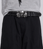 Three Wise Skulls Studded Buckle Belt in Black