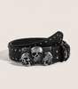 Three Wise Skulls Studded Buckle Belt in Black