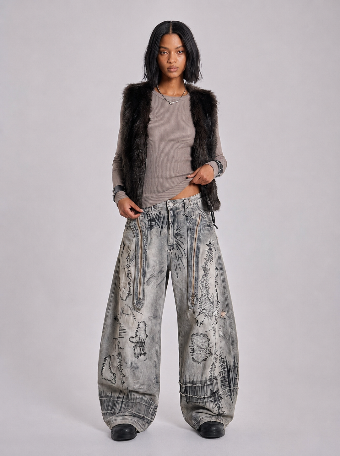 Glitch Fade Baggy Jeans