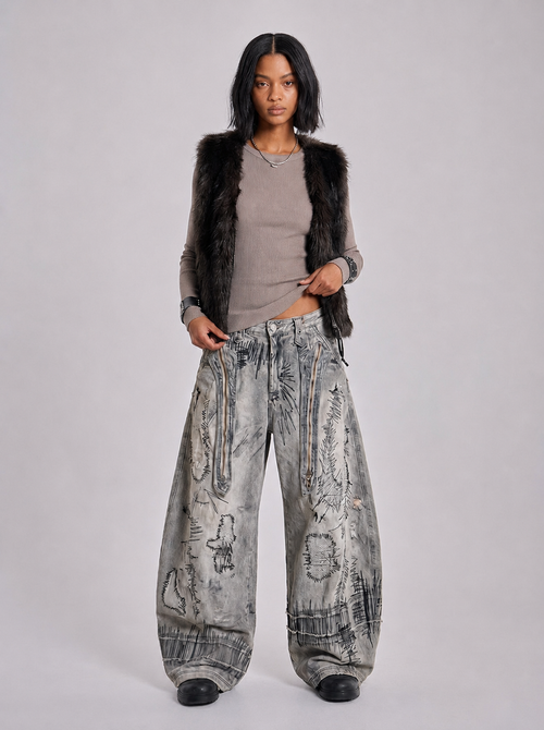 Glitch Fade Baggy Jeans