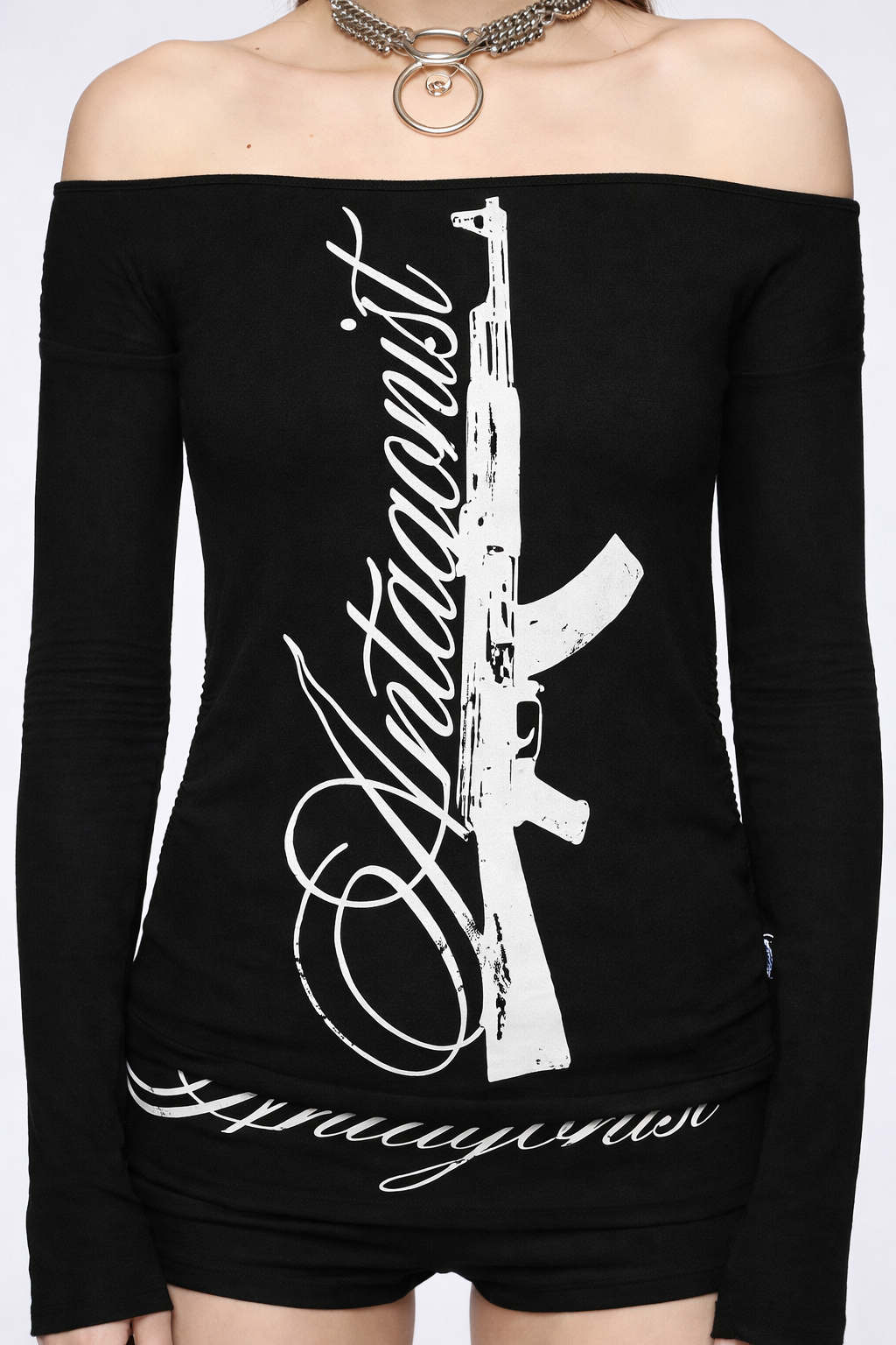 Outlaw Script Off-Shoulder Top