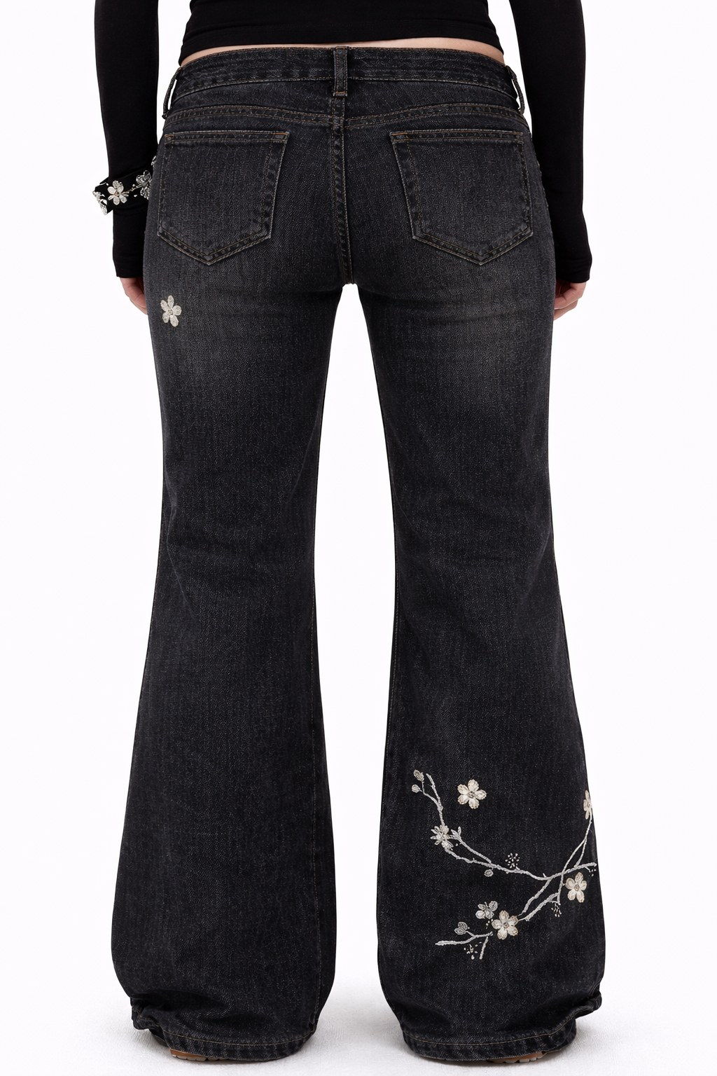 Midnight Blossom Flared Jeans
