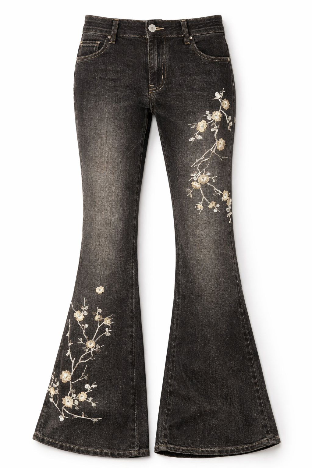 Midnight Blossom Flared Jeans