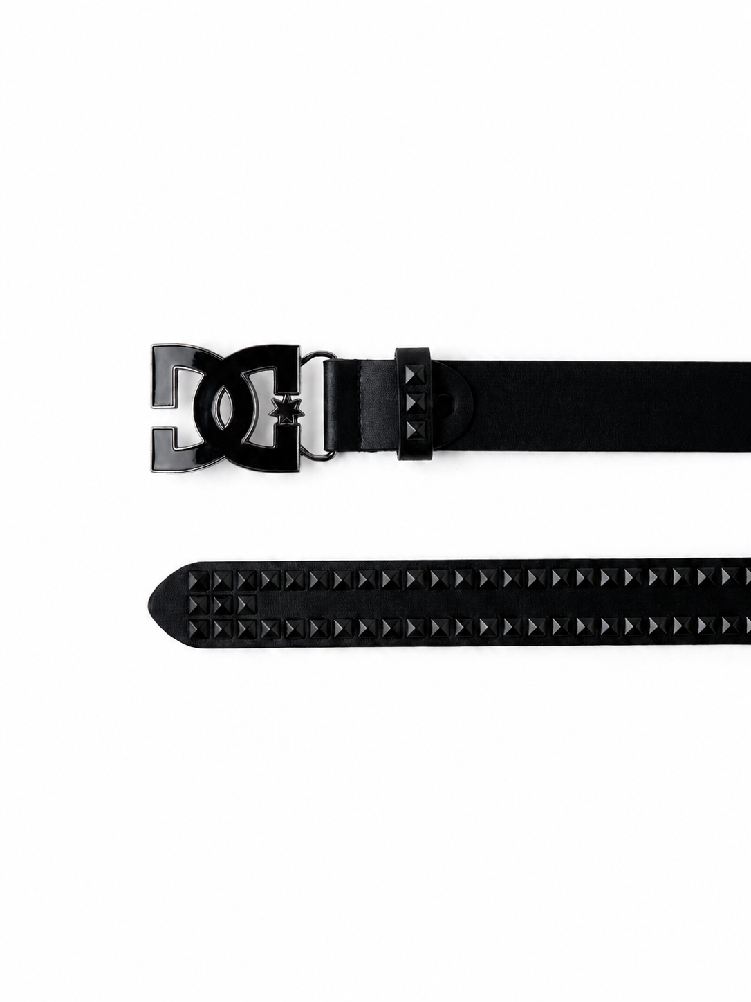 Midnight Studded Logo Buckle Belt in Black
