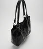 Y2K Gothic Tote Bag Cross Chain Detail Black Streetwear — Riot Cross Chain