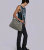 Y2K Tote Shoulder Bag Gothic Spider Chain Rivet Faux Suede Streetwear — Riot Gothic Spider Chain