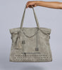 Y2K Tote Shoulder Bag Gothic Spider Chain Rivet Faux Suede Streetwear — Riot Gothic Spider Chain