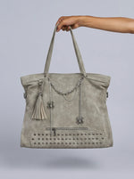 Y2K Tote Shoulder Bag Gothic Spider Chain Rivet Faux Suede Streetwear — Riot Gothic Spider Chain