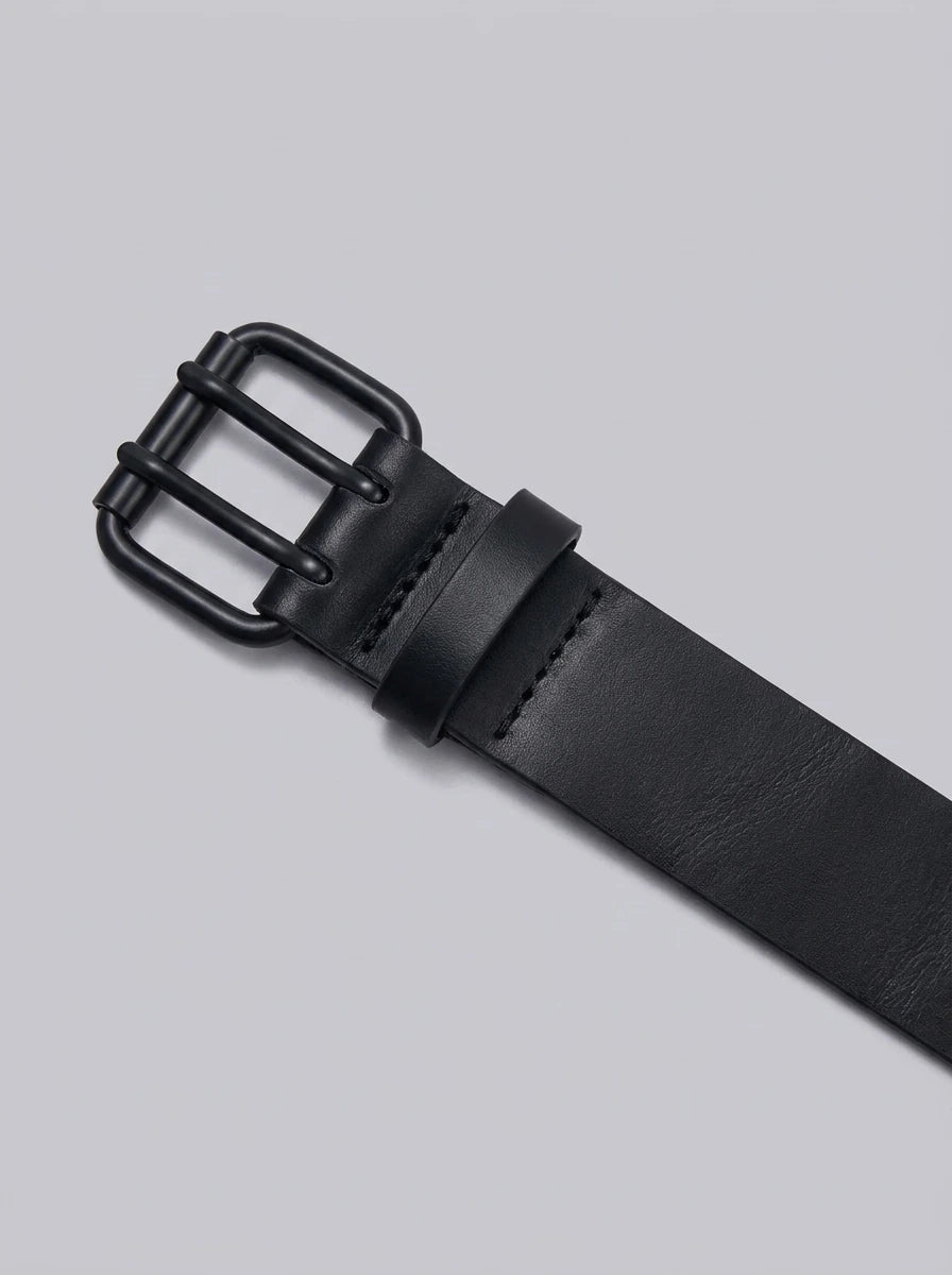 Y2K Faux Leather Belt Double Eyelet Pin Buckle Black Punk — Riot Double Eyelet