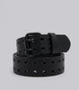 Y2K Faux Leather Belt Double Eyelet Pin Buckle Black Punk — Riot Double Eyelet