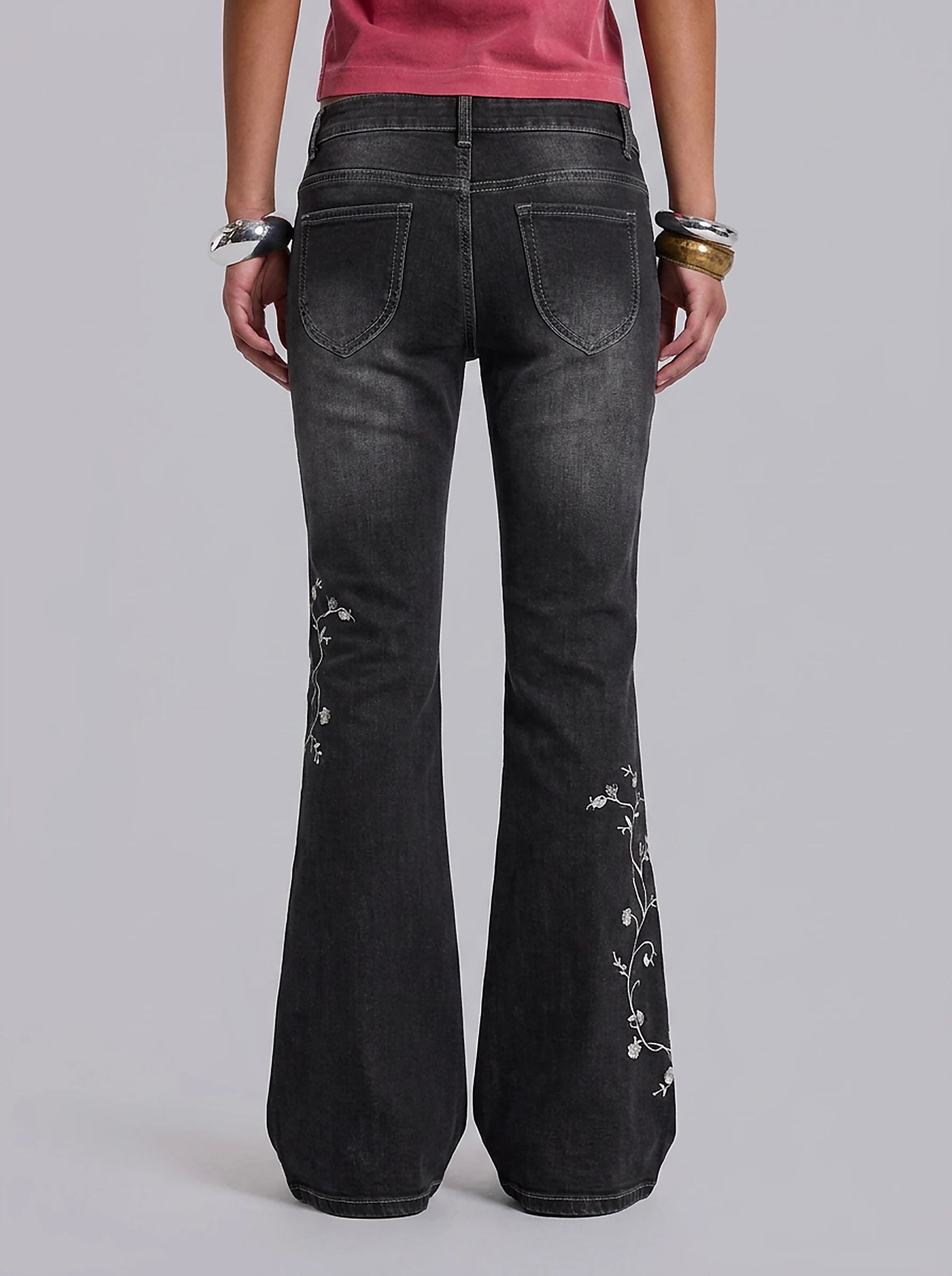 Midnight Blossom Flared Jeans