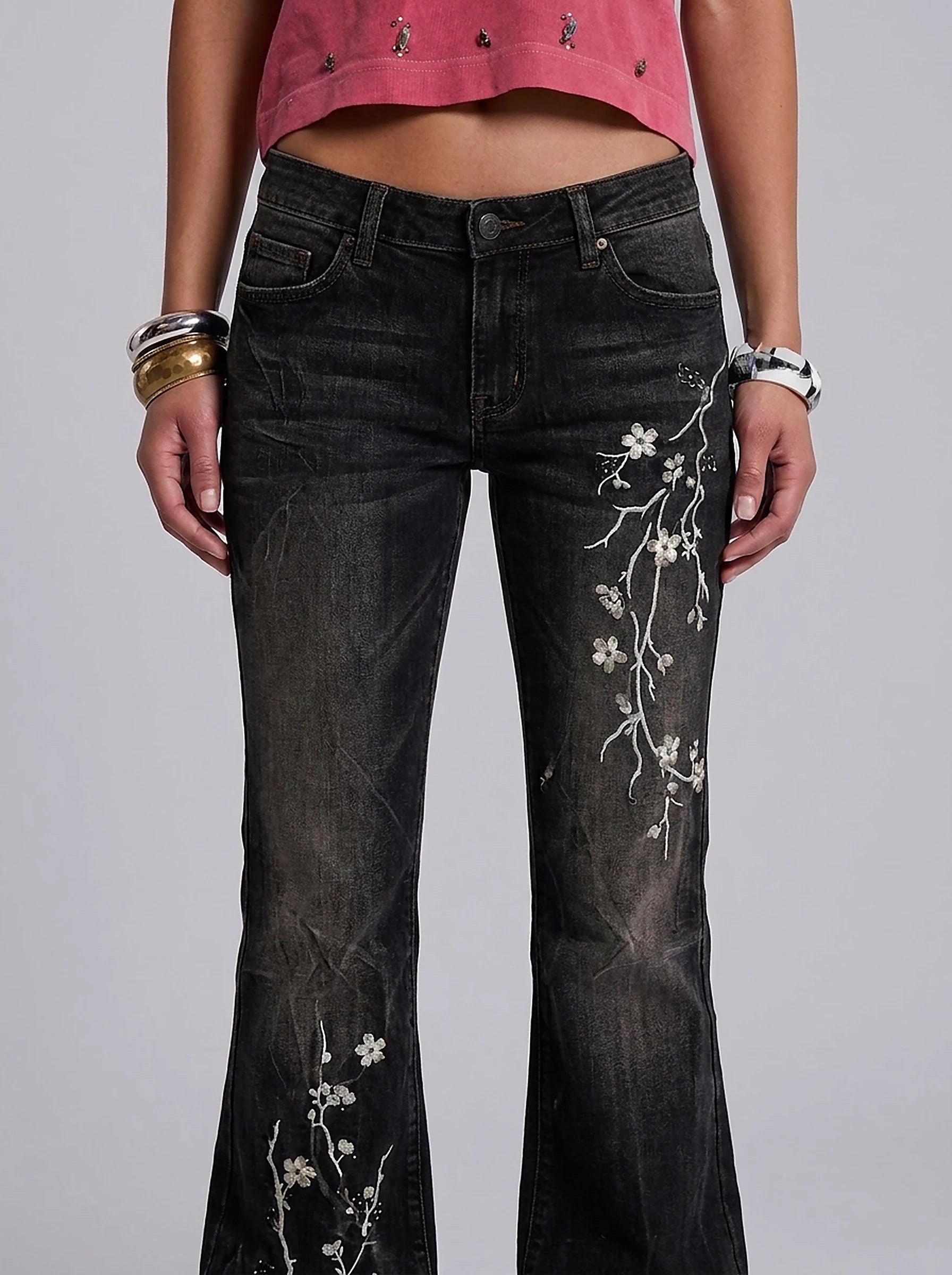 Midnight Blossom Flared Jeans