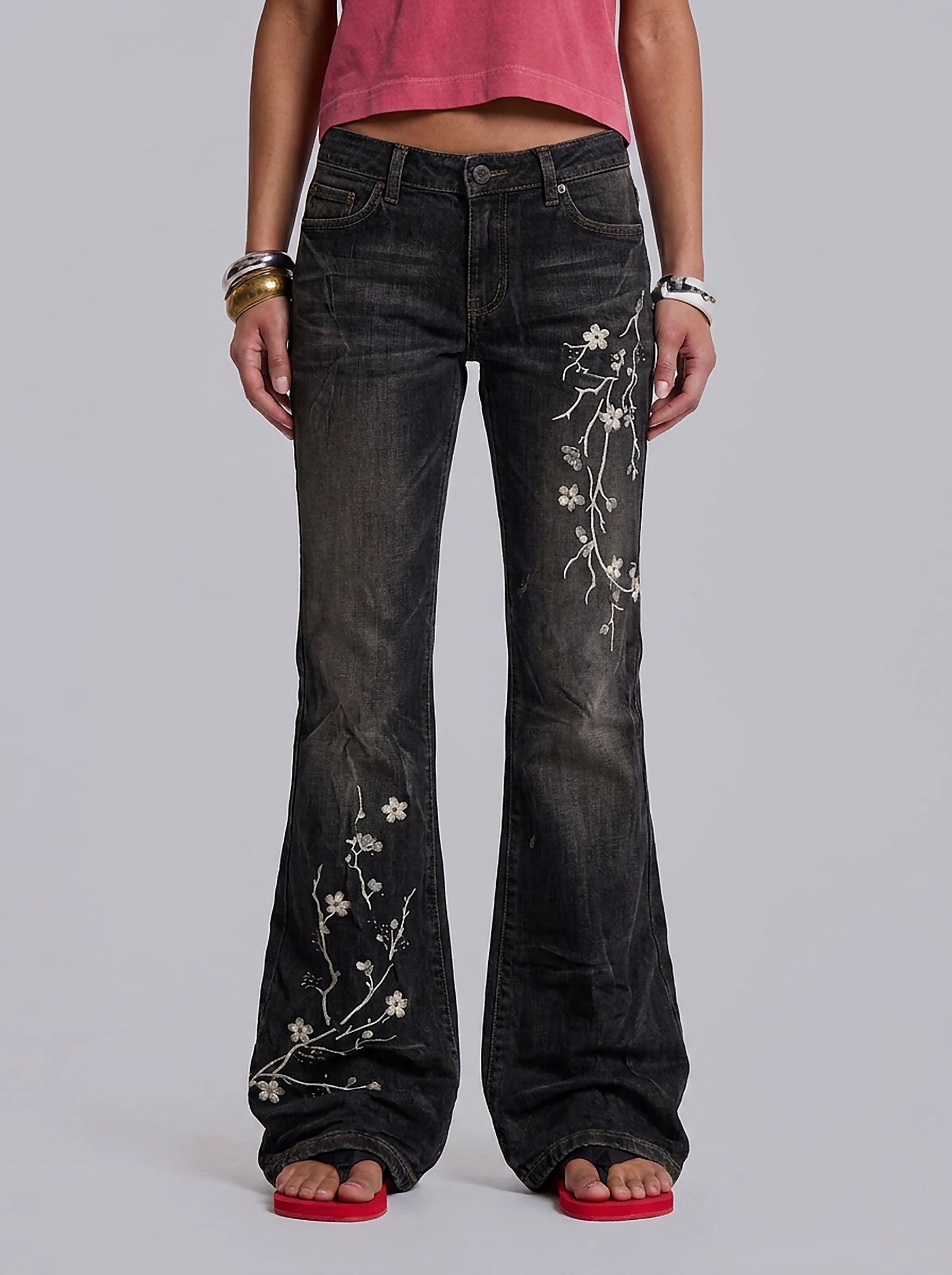 Midnight Blossom Flared Jeans