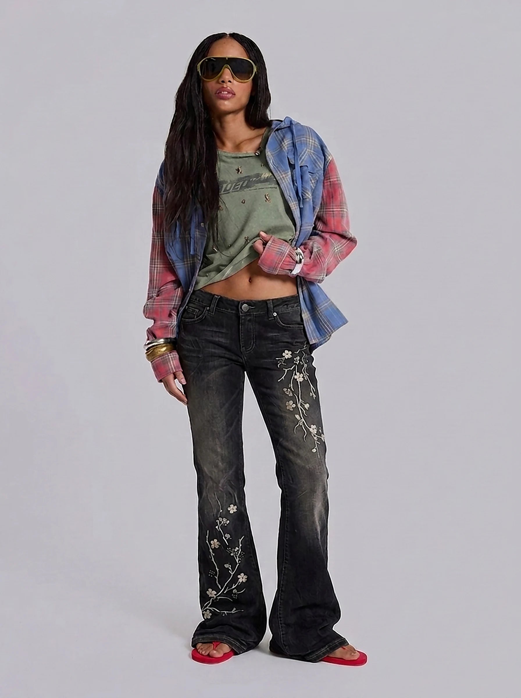 Midnight Blossom Flared Jeans