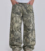 Wilderness Script Camo Baggy Jeans in Washed Khaki