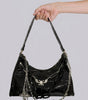 Riot Croc Pattern Chain Underarm Shoulder Bag in Black
