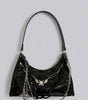 Riot Croc Pattern Chain Underarm Shoulder Bag in Black