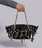 Riot Multi-Zipper Ruched Dumpling Chain Bag in Black