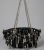 Riot Multi-Zipper Ruched Dumpling Chain Bag in Black