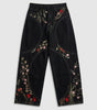Midnight Bloom Floral Embroidered Baggy Jeans in Black Wash