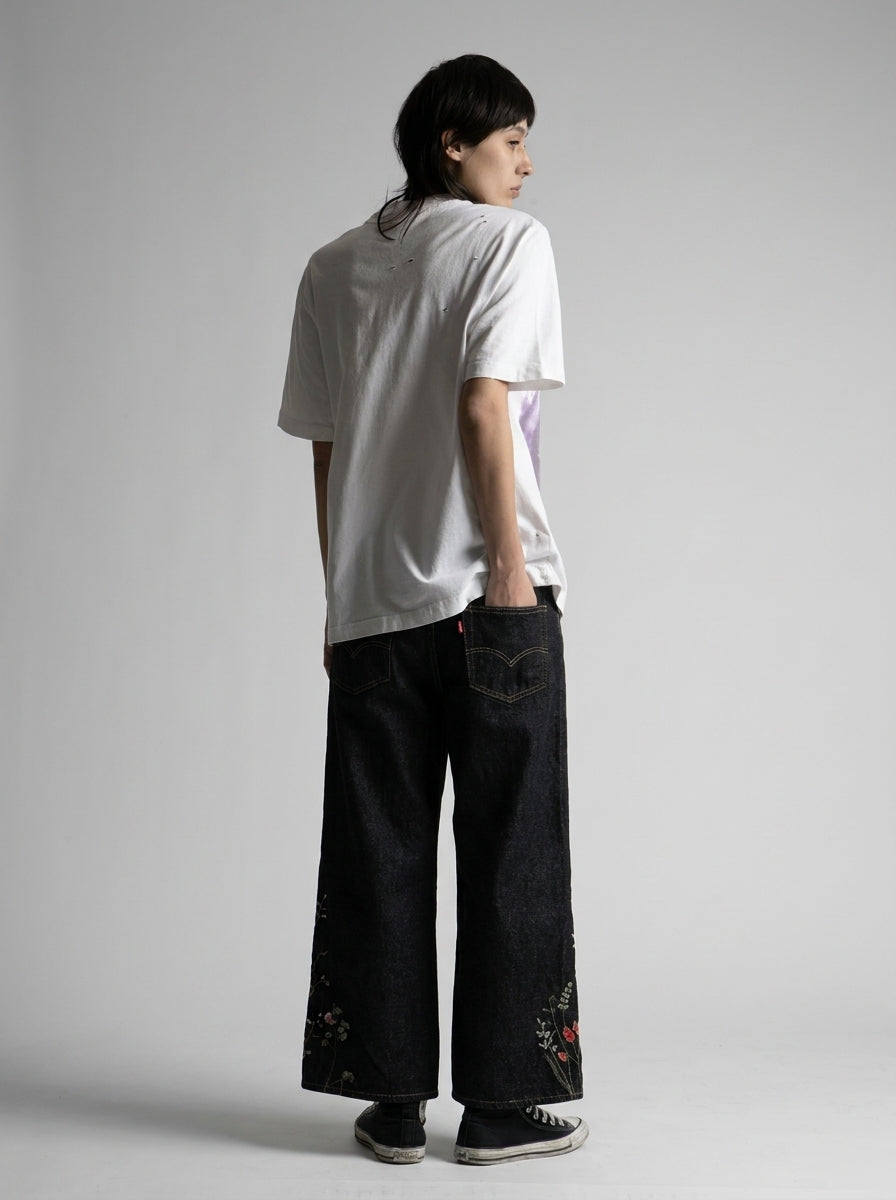 Midnight Bloom Floral Embroidered Baggy Jeans in Black Wash