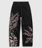 Sakura Chaos Cherry Blossom Embroidered Straight Leg Jeans in Washed Light Blue