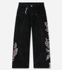 Sakura Chaos Cherry Blossom Embroidered Straight Leg Jeans in Washed Light Blue