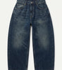Sakura Floral Embroidered Baggy Jeans in Dark Blue Wash