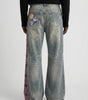 Graphic Zip-Off Panel Wide Leg Jeans in Light Wash