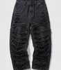 Riot Slash Distressed Baggy Jeans in Black Wash