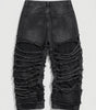 Riot Slash Distressed Baggy Jeans in Black Wash