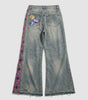 Graphic Zip-Off Panel Wide Leg Jeans in Light Wash