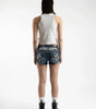 Y2K Low Waist Denim Shorts Wing Embroidered Print Washed Blue Streetwear — Riot Wing