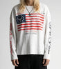 Y2K Oversized Long Sleeve Tee American Flag Graphic Script Sleeve White Streetwear — American Flag Script Sleeve