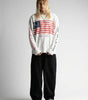 Y2K Oversized Long Sleeve Tee American Flag Graphic Script Sleeve White Streetwear — American Flag Script Sleeve
