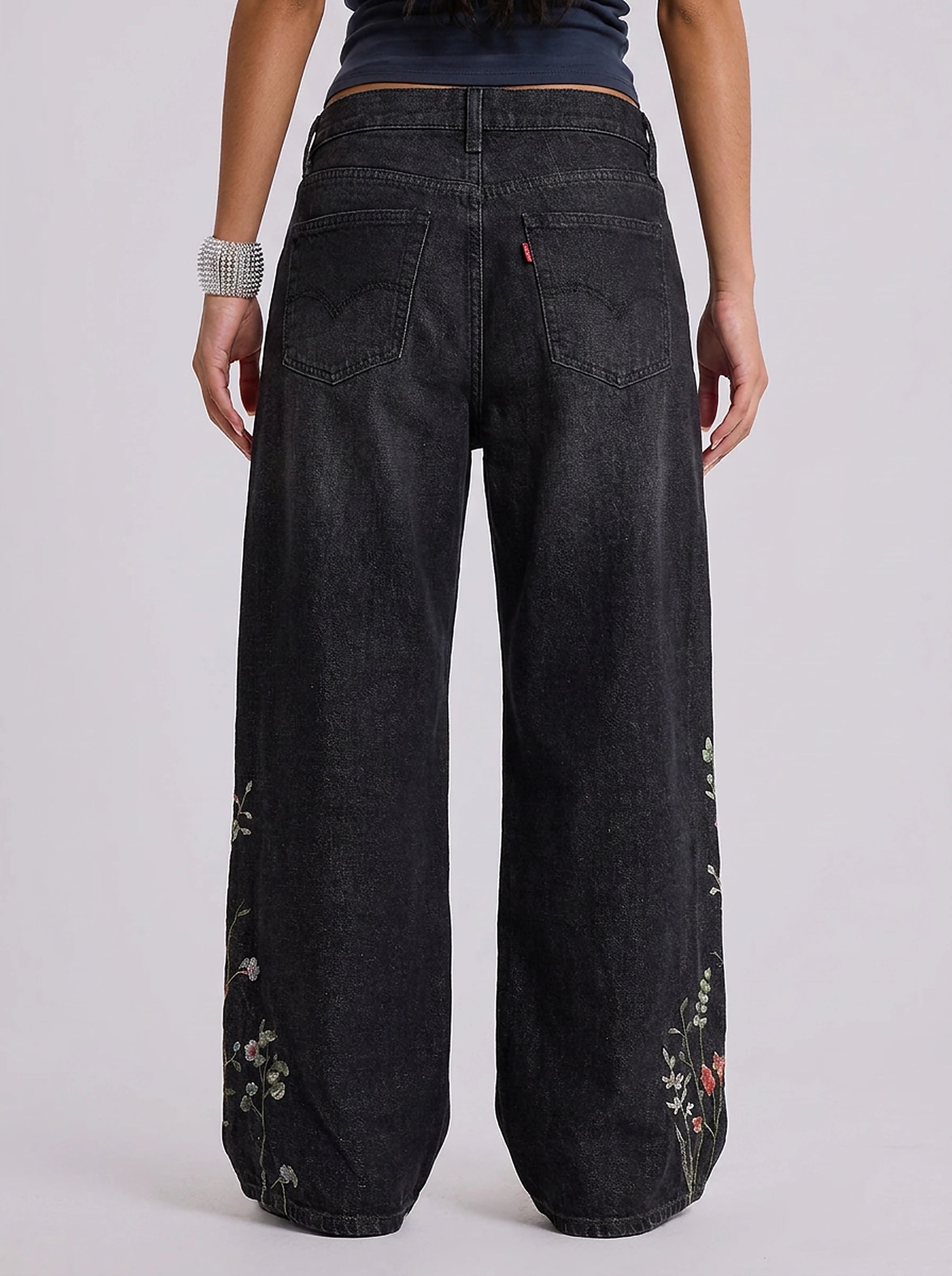 Midnight Bloom Baggy Jeans