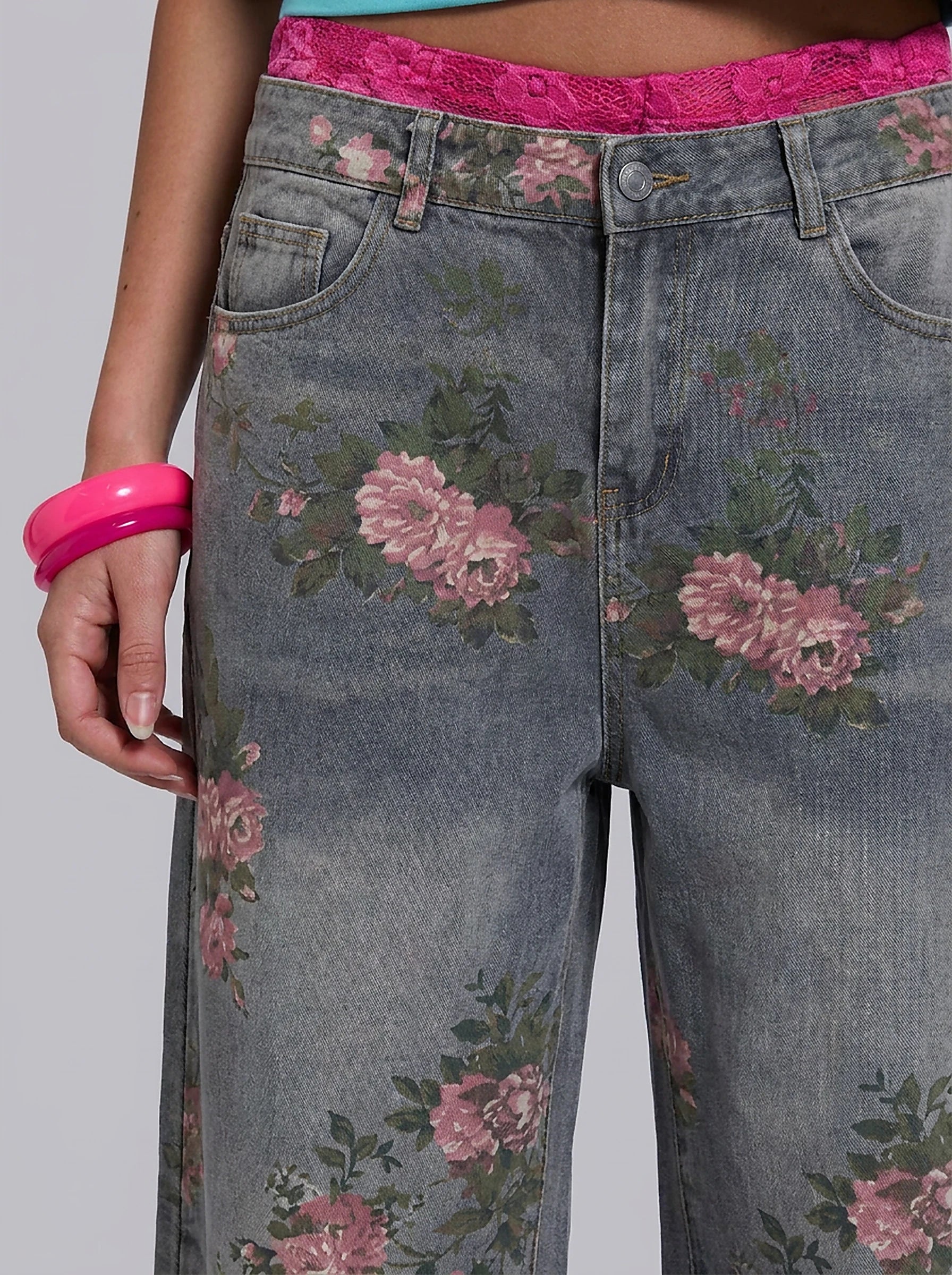 Sakura Bloom Baggy Jeans