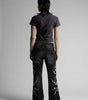 Midnight Blossom Floral Embroidered Low-Rise Flare Jeans in Washed Black