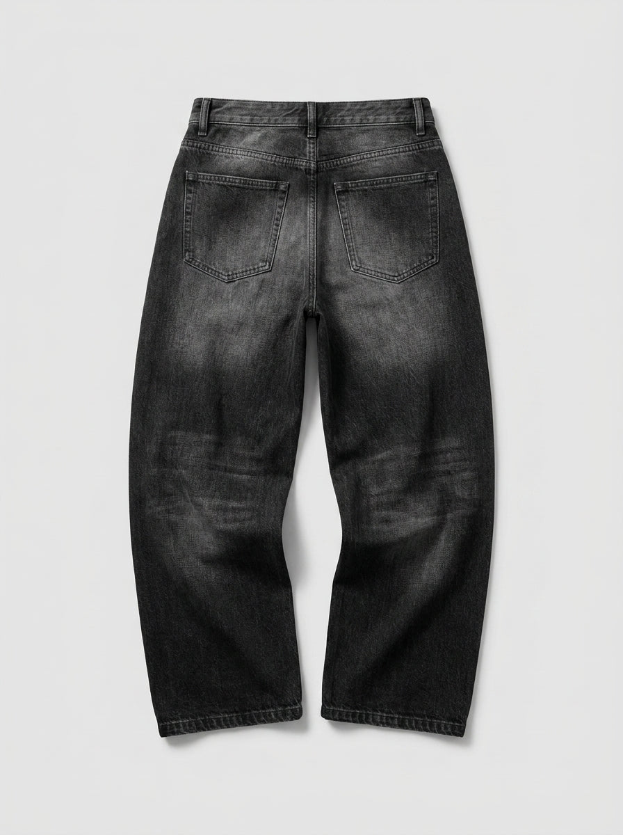 Crimson Bones Skeleton Graphic Baggy Jeans in Black Wash