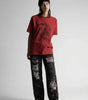 Crimson Bones Skeleton Graphic Baggy Jeans in Black Wash