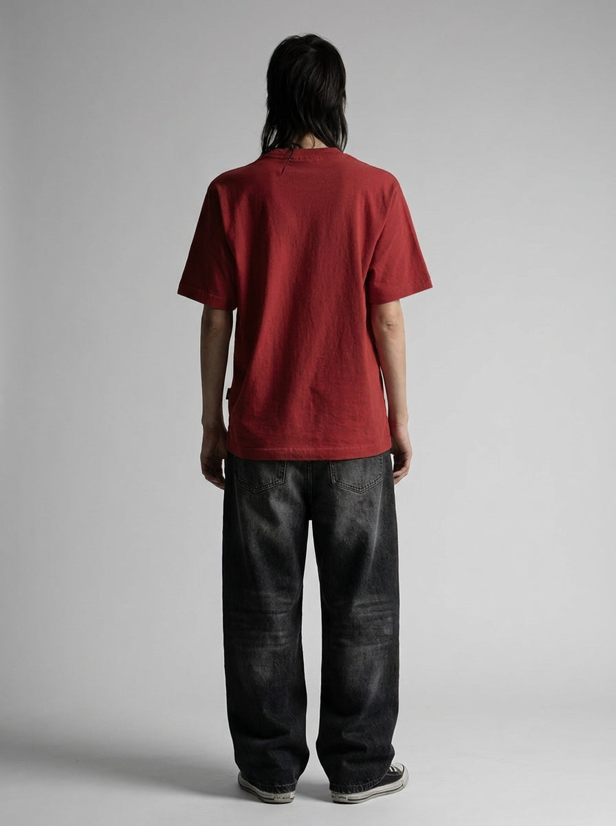 Crimson Bones Skeleton Graphic Baggy Jeans in Black Wash