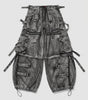 Riot Strap Buckle Cargo Denim Jorts in Washed Grey
