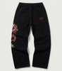 Inferno Dragon Embroidered Baggy Jeans in Dark Blue Wash