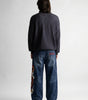 Inferno Dragon Embroidered Baggy Jeans in Dark Blue Wash